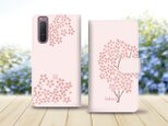 Android シンプル手帳型スマホケース（カメラ穴あり/はめ込みタイプ）【和紙貼り絵風-さくら-New Design】の画像