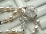 【２０％オフ】白いライスパールのロングネックレス