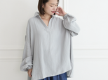 柔らかく通気性が良い 肌触りが優しい✨コットンダブルガーゼ プルオーバー アイスグレー 0698Grey