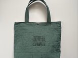 小さな布たちの大きなバッグ　ダークブルーグリーン