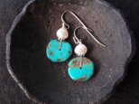 Turquoise × Pearl Earrings／ターコイズ×パール フックピアス（S）