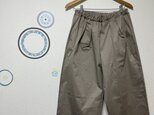 タックワイドパンツ　コットンツイル　グレージュ