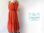 ギャザーワンピース　　オレンジレース