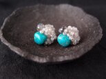 【天然石刺繍／ピアス】Turquoise × Labradorite Earrings／ターコイズ×ラブラドライトの画像