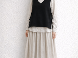 30%off♪ベスト・サイドリボン・メルトンウール・黒・フリーサイズ