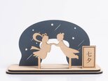 七夕飾り　織姫と彦星　天の川　竹と笹　置物　名札付き