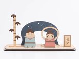 七夕飾り　織姫と彦星　天の川　竹と笹　置物　名札付き
