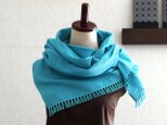 コットン100％チクチクしない手織り薄手ストール【ターコイズブルー】