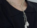 "Viora" Lariat necklace - Pearl × Pearl -【C】の画像