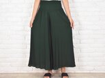 新色追加！涼しげリラックスワイドフレアパンツ　キュロットパンツ　＜ボトルグリーン＞の画像