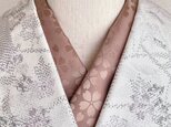 ポリエステルの半衿 カフェラテ色の桜