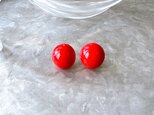 PA312-【 AVON 】エイボン・ヴィンテージピアス  Deadstock Red Acrylic Cabochonの画像