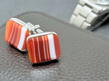 ラス1 四角の余韻 サードオニキス/紅縞瑪瑙  RHP 天然石カフスボタン - Grid