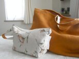 OrangeBrownLinen×花cotton Bag＆pouchの画像