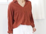 新色★クリンクルコットンドルマンスリーブブラウス【テラコッタ】