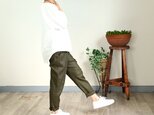 【新色】ベーシックデザイン リネンパンツ：オリーブ