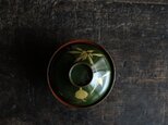 金の松ぼっくり◆深緑で素敵。古輪島塗　漆芸蒔絵蓋付椀　漆器　骨董・antiques 古道具　明治〜大正期の画像