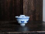 小ぶりで可愛い◆花と蝶々　伊万里　花蝶文染付蓋付碗　antiques/骨董　中国美術　古民家　江戸末期　個体B