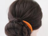 ヘアコーム 「 オレンジ 」くし型かんざし 髪飾り つまみ細工 着物 橙色 オレンジ色 秋 春 夏 簪 シンプル 浴衣