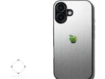 【まるで金属のようなiPhoneケース・MagSafe対応モデル】（シルバー）青リンゴ　耐衝撃 12/13/14/15/16~