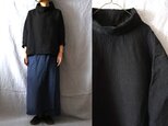 【受注制作】黒/天日干し40リネン　オフタートルゆるり長袖プル