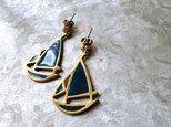 PA327-【 AVON 】エイボン・ヴィンテージピアス 1989 "Ship Ahoy" Gold Tone Blueの画像