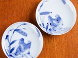 平戸焼 染付鶉文小皿 2客セット