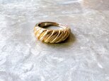 R393-ヴィンテージリング U.S.A. 1980s Gold Tone Ribbed Ring
