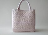 france lace ribbon tote [pink linen]の画像