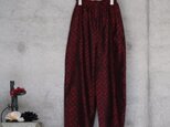 紬　ぷっくらパンツ　 フリーサイズ   　黒と赤　着物リメイク　