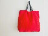 天日干しリネンの手提げbag 　スカーレットの画像