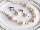 一点もの★変形淡水パールのネックレスと耳飾りのセット