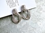 YM172-【 Monet 】モネ・ヴィンテージイヤリング Silver Tone 3 Hoops Door knockerの画像