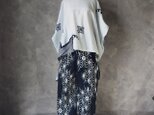 セットアップ パンツ + ブラウス 浴衣リメイク 波千鳥文様　set0002 / 古布 着物 リメイク kimono