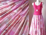 sold 創業20周年記念セール♥小柄さん♥絵画なパッチワーク♥pink♥超ボリューム♥ティアードギャザースカート♥マキシ丈