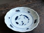 【特価¥2800→¥1800】網目で可愛い◆白と藍のコントラスト。伊万里　染付七寸中皿　骨董/antiques 江戸末期 個体E