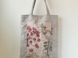 A4が入るリネンのフラットトートバッグ【フラワー刺繍】