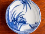 古伊万里 染付菖蒲文 小皿 明治時代 D587の画像