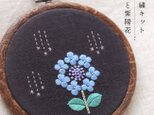 【動画付き刺繍キット①】雨と紫陽花（Ｂナチュラルカラー）