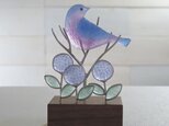 鳥と紫陽花のオブジェの画像