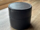 《円柱型》レザー収納ボックス（ブラック）