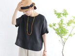 大人のTシャツに。リネンのワイドプルオーバーブラウス（ブラック）TP34