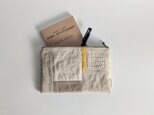 リネンのファスナーポーチ/20cmファスナー　マスタード　パッチワーク　通帳ケース