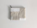 リネンファスナーポーチ/ストライプ　ナチュラル　パッチワーク