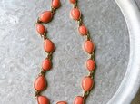 NN13-【Napier】ネイピア・ヴィンテージネックレス Gold Tone Coral Pink Cabochon