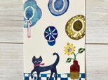 ポストカード2枚セット・型染め「帽子と猫」