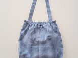 巾着風ショルダーバッグ ギンガムチェック ブルー