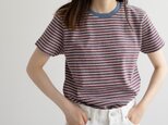 FRECKLE/マルチボーダー summer tee/smokeblue×bordeaux/size2の画像