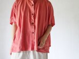 square pocket shirt / 紅梅色 / 茜染め