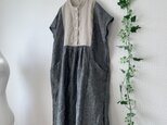 リネン切り替えギャザーワンピース